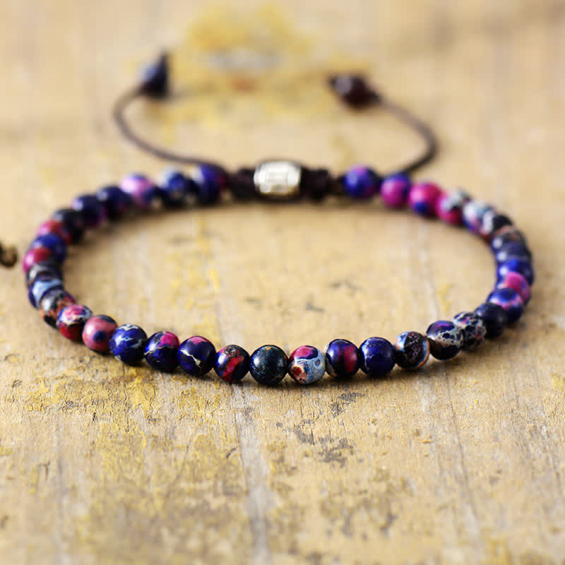 Natural Stone Pearl Adjustable Braided Bracelet - Aisha-Purple Kaiserstone-The Livary