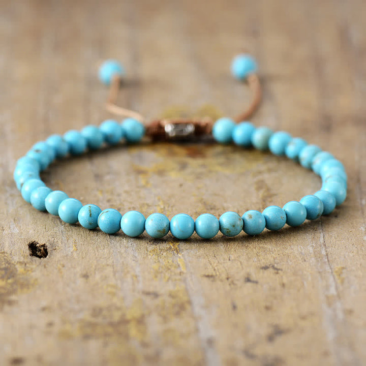 Natural Stone Pearl Adjustable Braided Bracelet - Aisha-Turquoise-The Livary