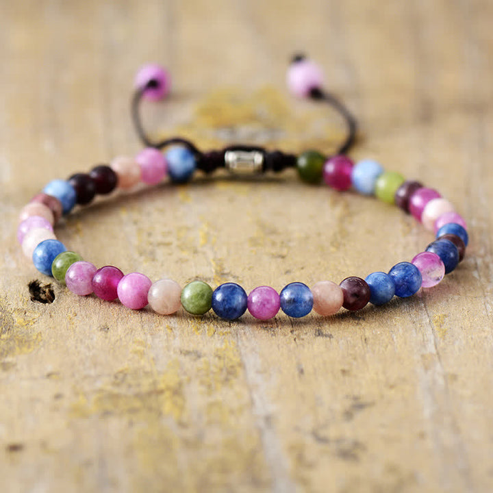 Natural Stone Pearl Adjustable Braided Bracelet - Aisha-Tourmaline-The Livary