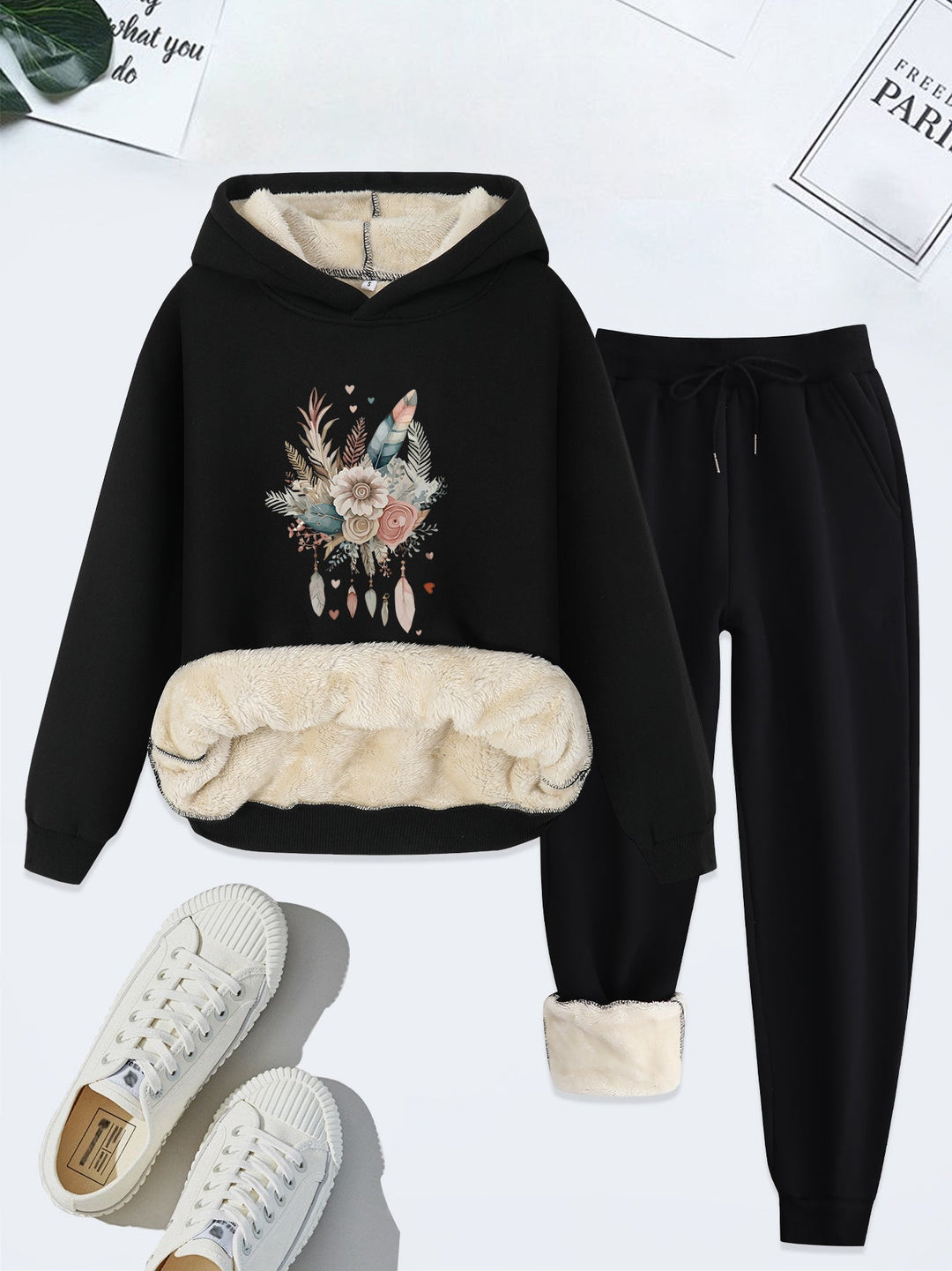 Comfortable Two-Piece Clothing Set for Women - Livia-Black-S-The Livary