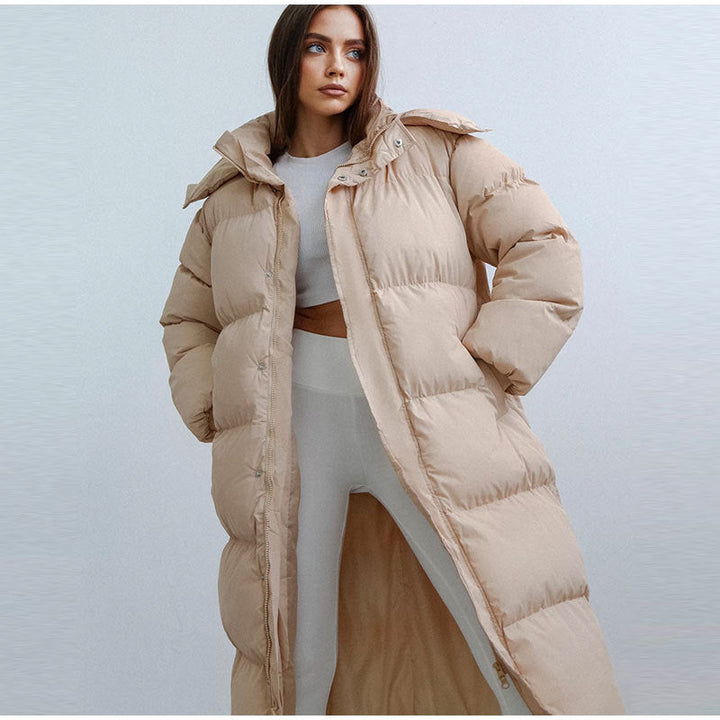 Stylish Long Ladies' Down Jacket - Elise-Khaki-XS-The Livary