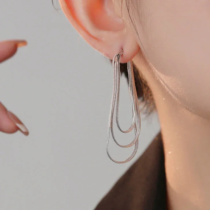 Three-Layer Chain Earrings - Aurelia-Gold-The Livary