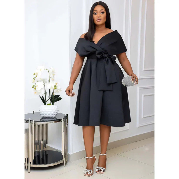 Stylish women's A-line mini dress with short sleeves – Naila-Black-S-The Livary