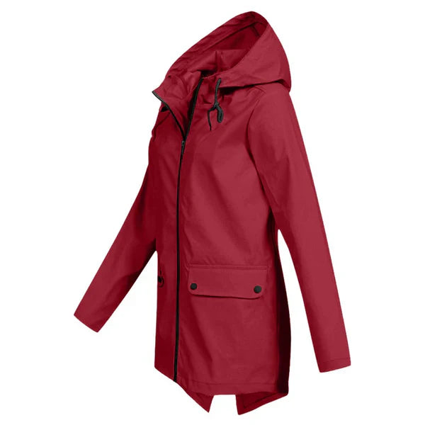 Trendy Women's Rain Jacket with Hood - Liora-Beige-S-The Livary