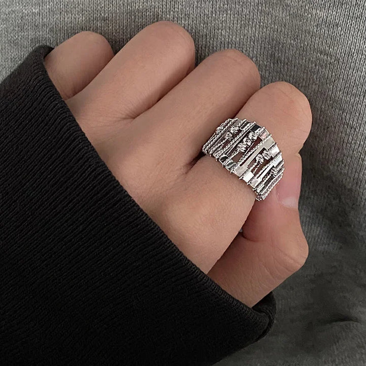 Stylish Openwork Pearl Ring - Alina-The Livary