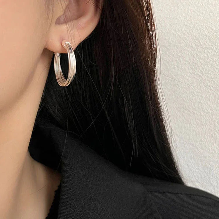 Layered Lines Hoops - Amelie-The Livary