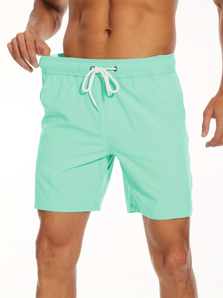 Quick-drying men's swim shorts with stretch & mobile phone pocket – Jonas-Ocean blue-S-The Livary
