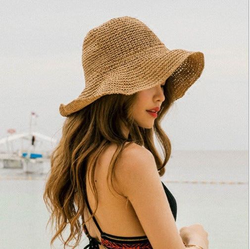 Lightweight, holiday-friendly summer beach hat for women – Debbie-Khaki-The Livary