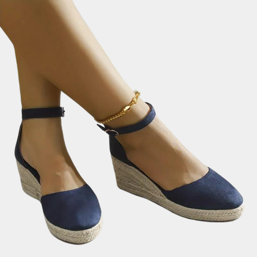 Comfortable women's wedges with adjustable strap & wedge heel – Alina-Blue-3-The Livary