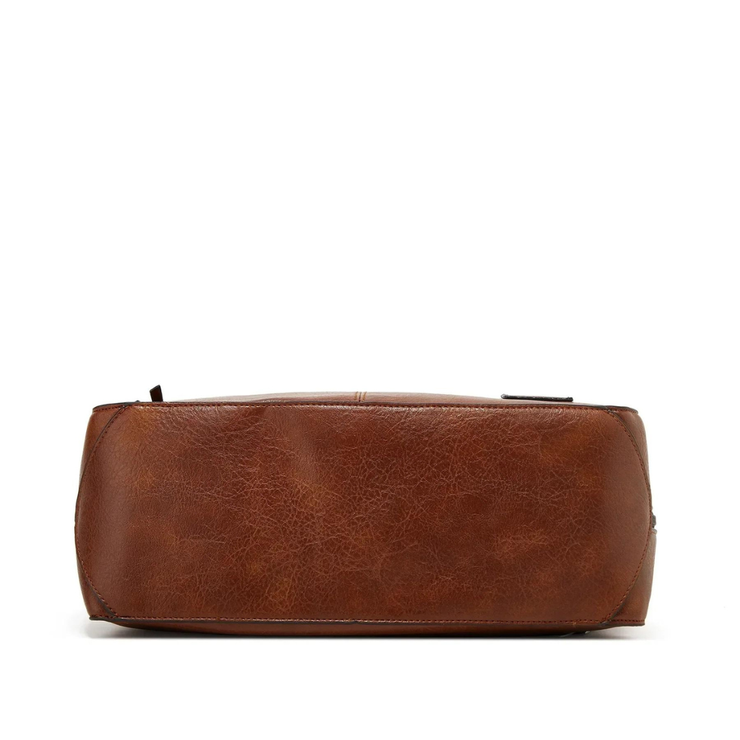 Stylish Spacious Leather Shoulder Bag - Elodie-Brown-The Livary