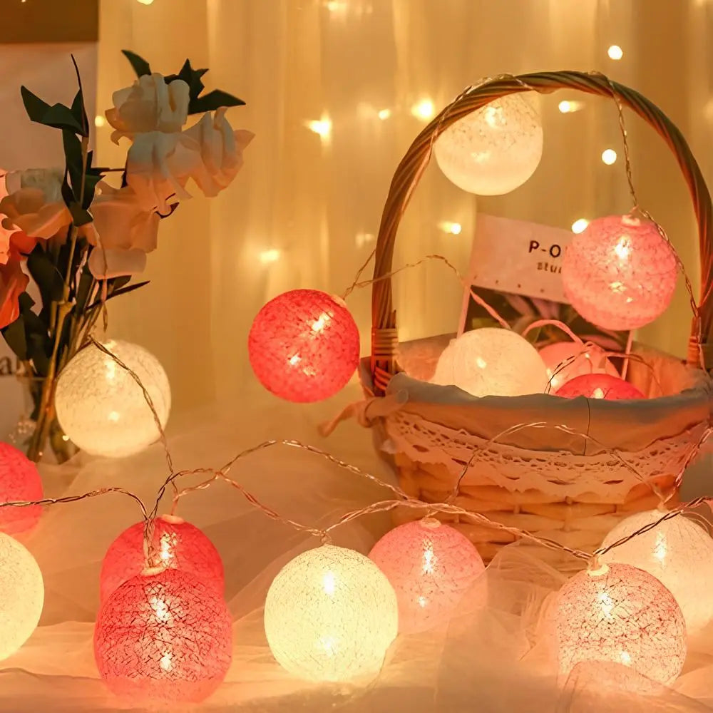 Atmospheric Ball String Lights - LumaBreeze-Pink-59.05 inch es-USB-The Livary