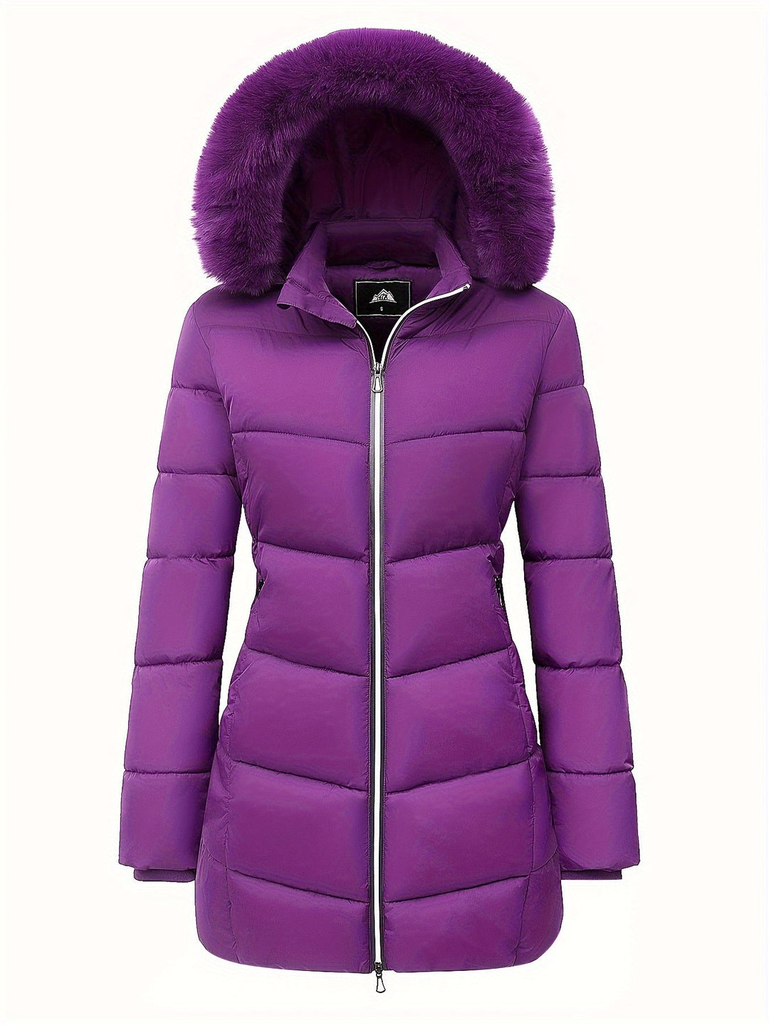 Warm Puffy Jacket with Stylish Details - Evelyne-Purple-S-The Livary