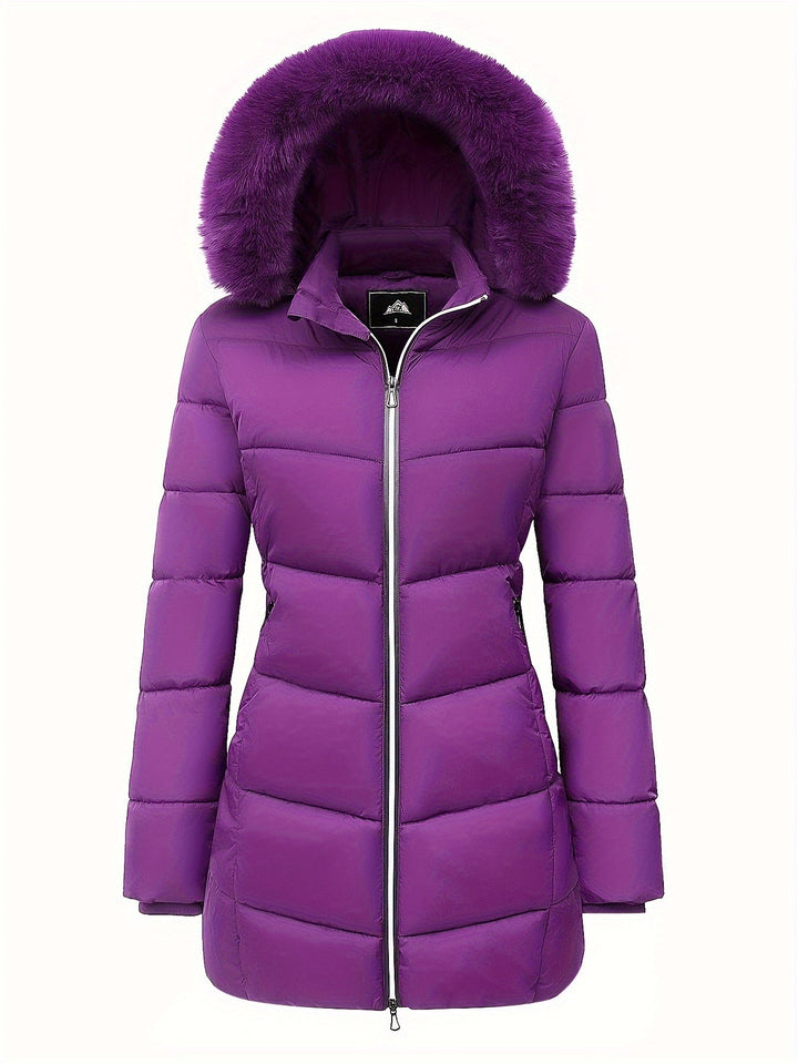 Warm Puffy Jacket with Stylish Details - Evelyne-Purple-S-The Livary