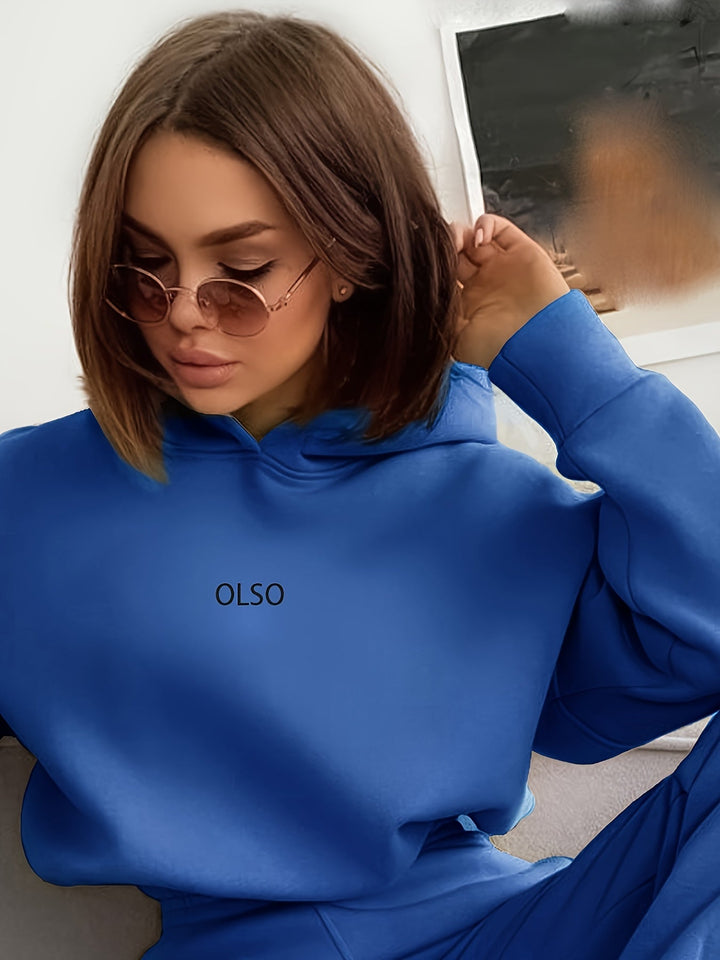 Casual Two-Piece Set with Stylish Letter Print - Elvira-Blue-S-The Livary