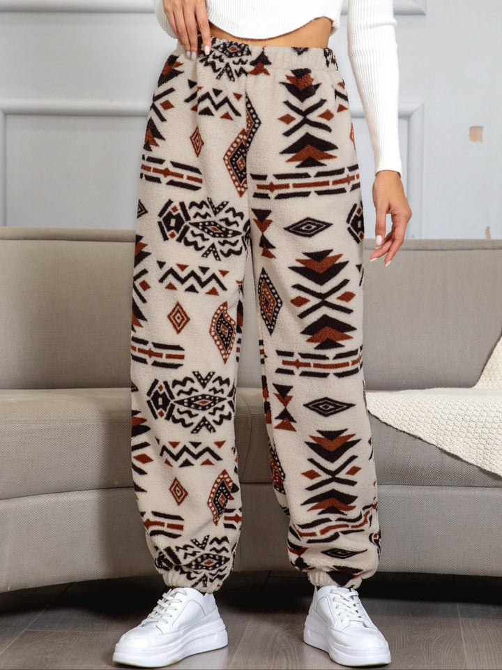 Warm Sweatpants with Aztec Print - Amira-S-The Livary