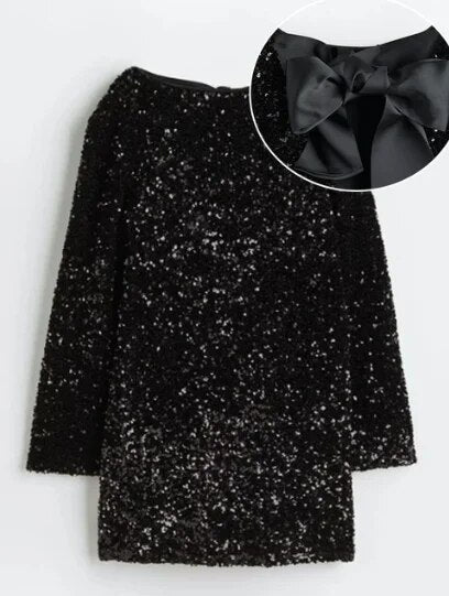 Trendy Glitter Midi Dress - Stella-Black-XS-The Livary