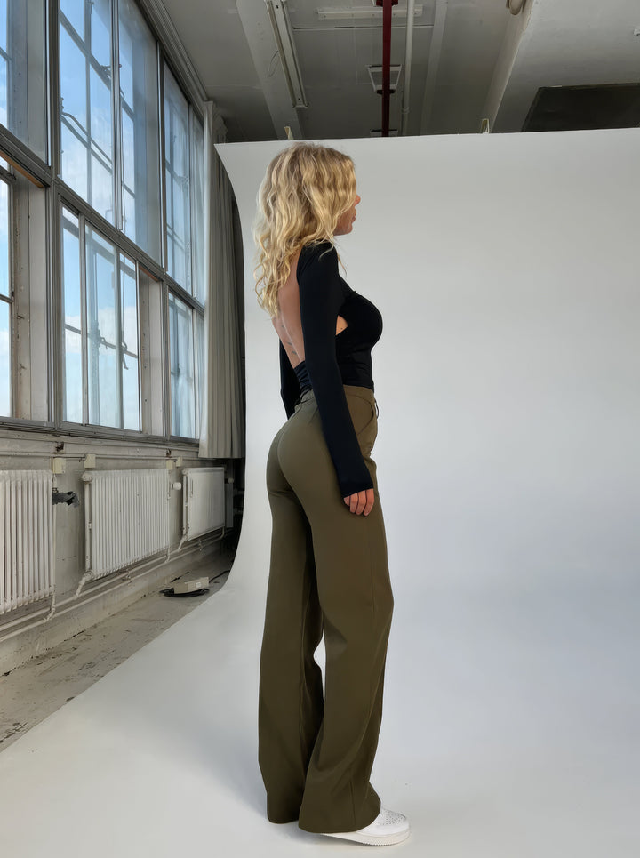 Stylish High-Waisted Trousers - Luna-Green-S-The Livary