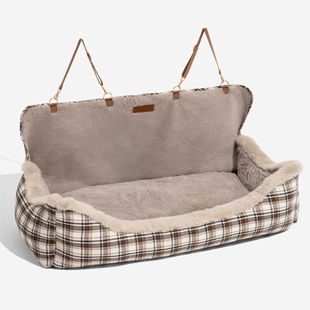 Plush Car Seat for Pets – RideSafe CozySeat-Khaki-Single-The Livary
