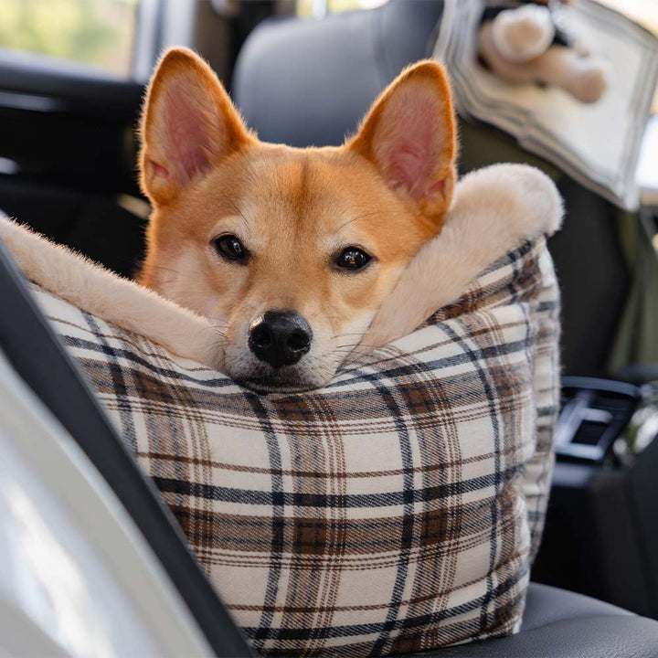 Plush Car Seat for Pets – RideSafe CozySeat-Khaki-Single-The Livary