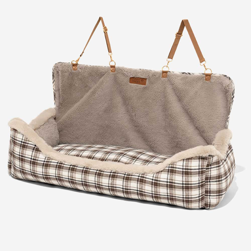 Plush Car Seat for Pets – RideSafe CozySeat-Khaki-Single-The Livary