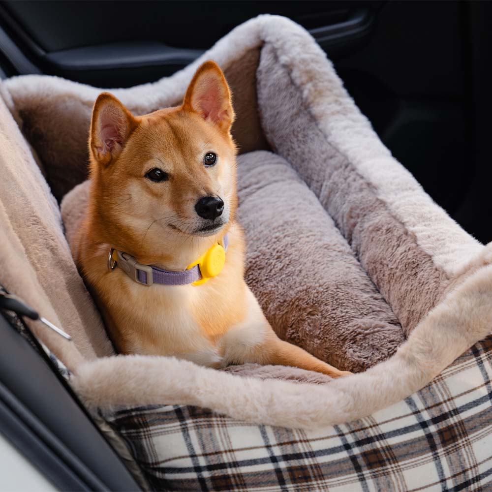Plush Car Seat for Pets – RideSafe CozySeat-Khaki-Single-The Livary