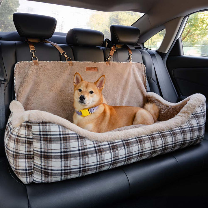 Plush Car Seat for Pets – RideSafe CozySeat-Khaki-Single-The Livary