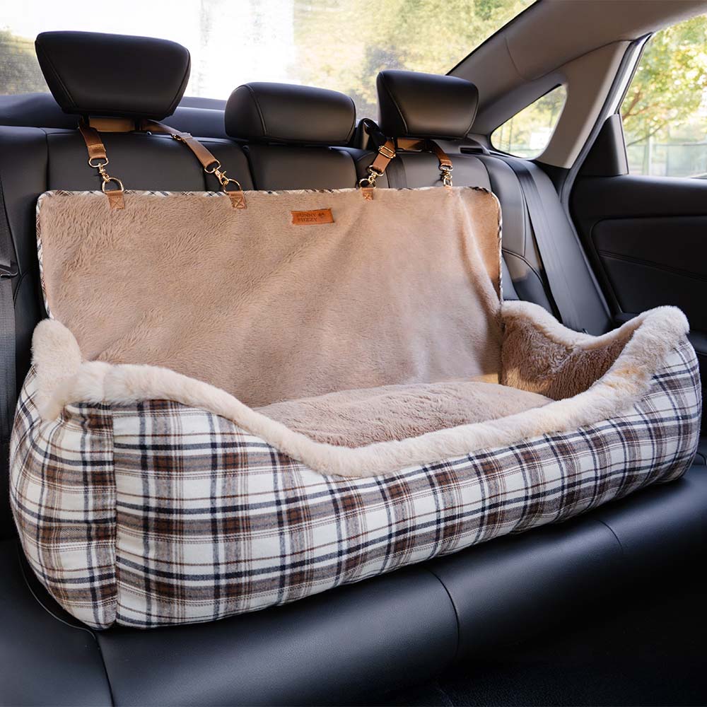 Plush Car Seat for Pets – RideSafe CozySeat-Khaki-Single-The Livary
