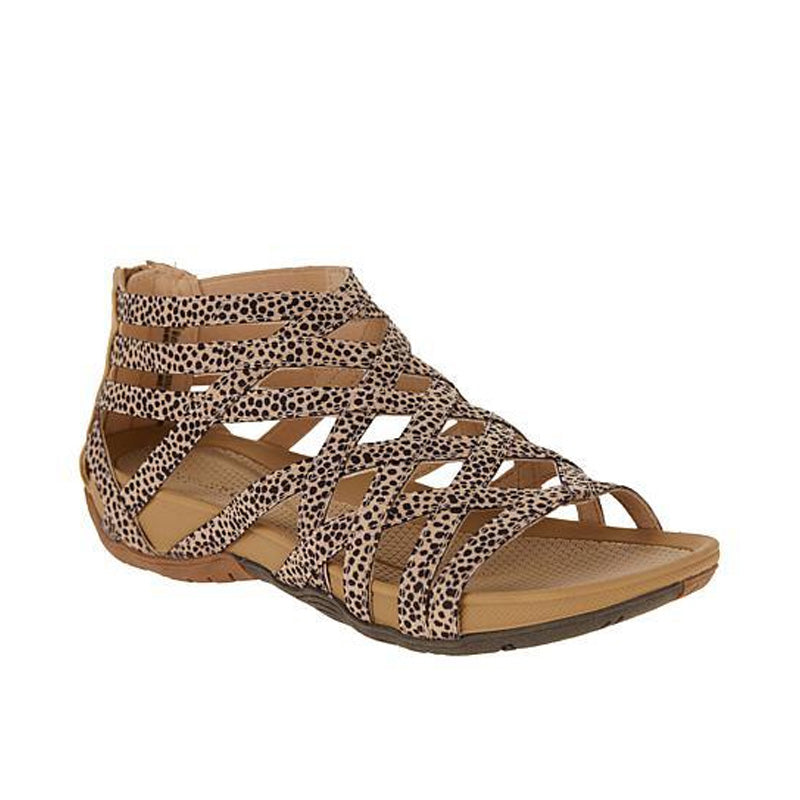 Sweat-absorbing comfort sandals for women – Lorena-Dark leopard print-3-The Livary