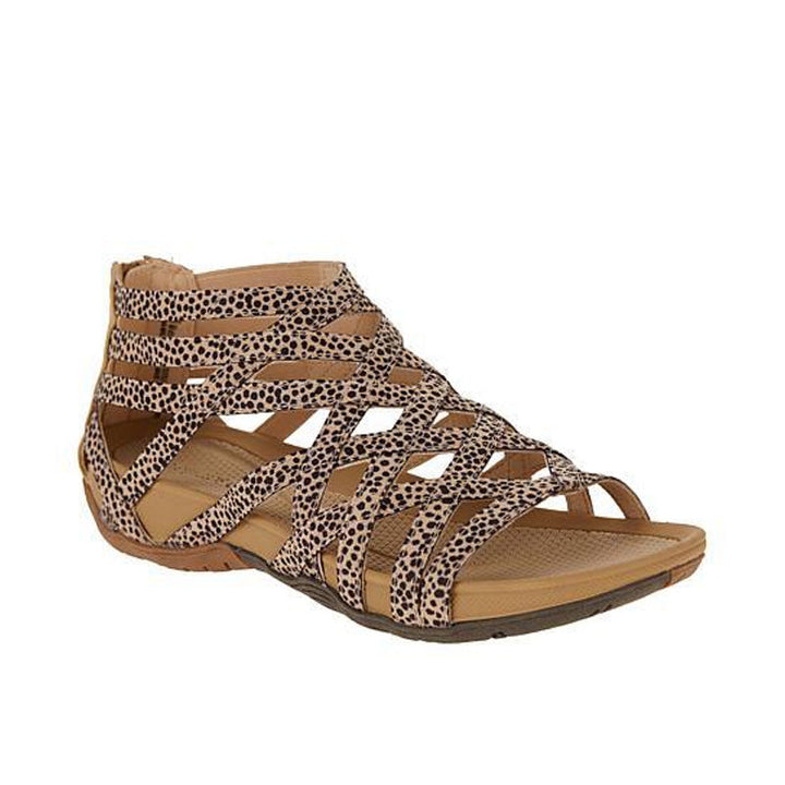 Sweat-absorbing comfort sandals for women – Lorena-Dark leopard print-3-The Livary