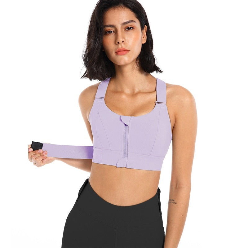 Sports bra with zip & back support – buy 1, get 1 free – Livia-Light violet-S-The Livary