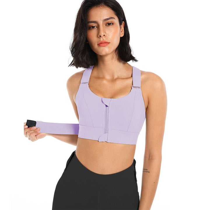 Sports bra with zip & back support – buy 1, get 1 free – Livia-Light violet-S-The Livary