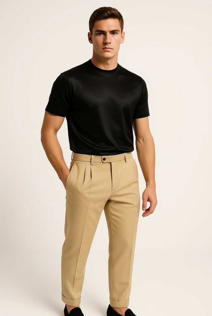 Stylish men's t-shirt made of mercerised cotton – Dario-Black-XS-The Livary