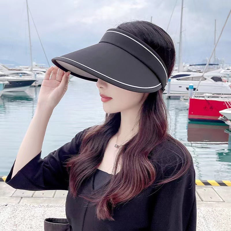 Trendy roll-up sun hat with extra protection – FoldSun Pro-Black-The Livary