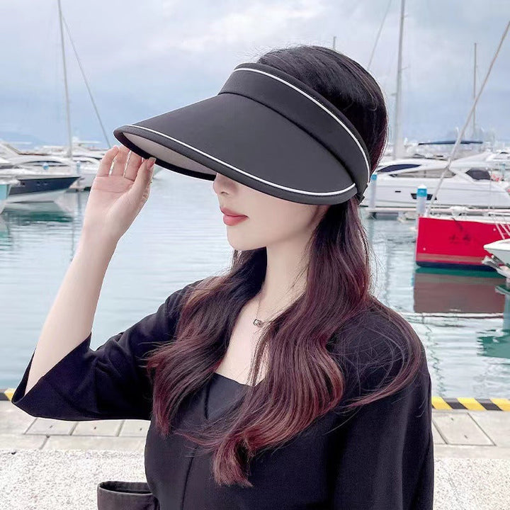 Trendy roll-up sun hat with extra protection – FoldSun Pro-Black-The Livary