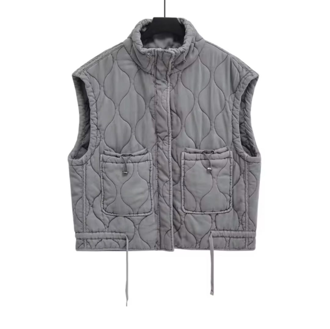 Grey Sleeveless Cotton Waistcoat – Thalia-XS-The Livary