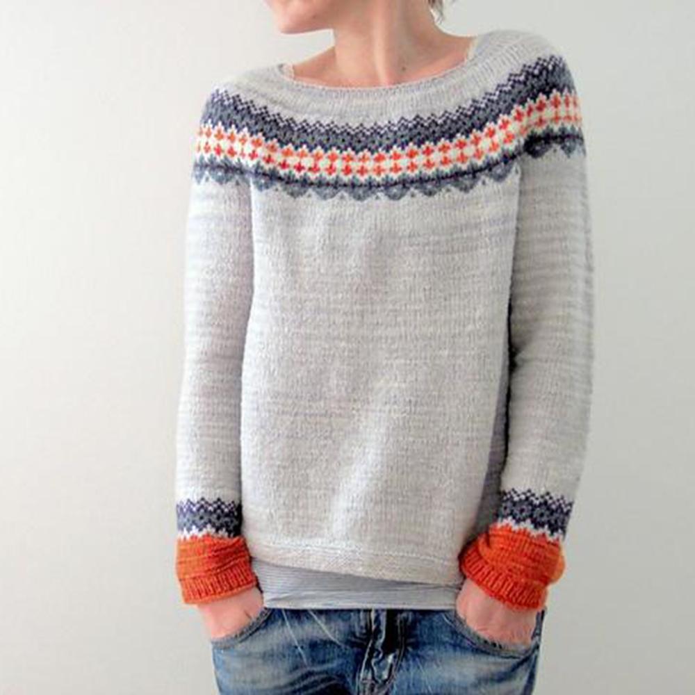 Scandinavian Trendy Sweater with Lively Pattern - NordicChic-S-The Livary