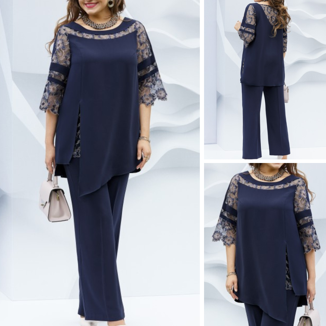Two-piece ladies' set in dark blue – Isaline-XS-The Livary