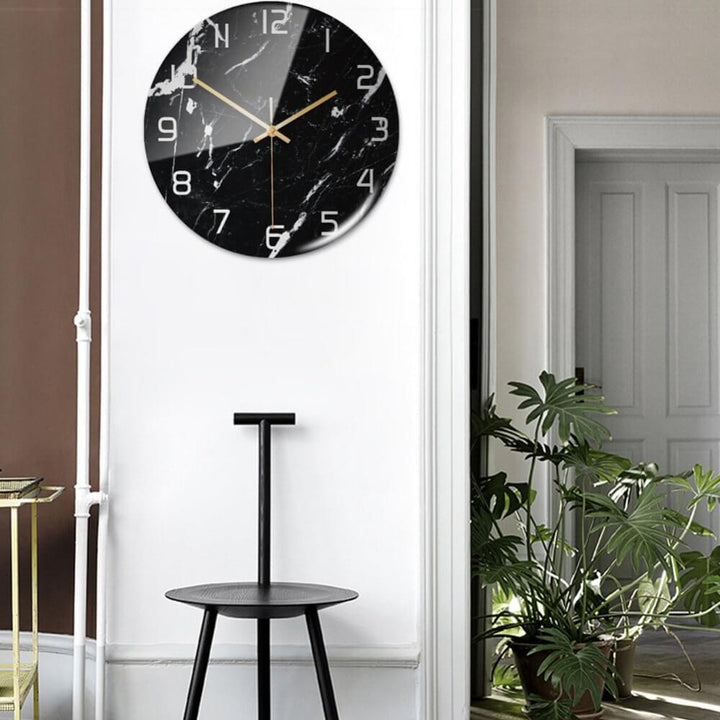 Stylish Wall Clock with Marble Texture - MarbleTime-Green-The Livary
