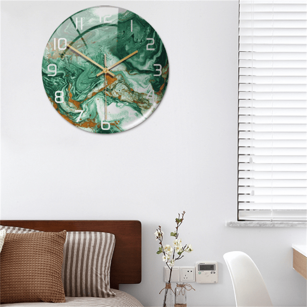 Stylish Wall Clock with Marble Texture - MarbleTime-Green-The Livary