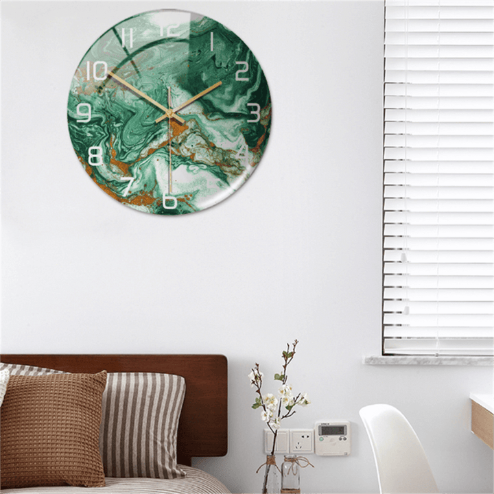 Stylish Wall Clock with Marble Texture - MarbleTime-Green-The Livary