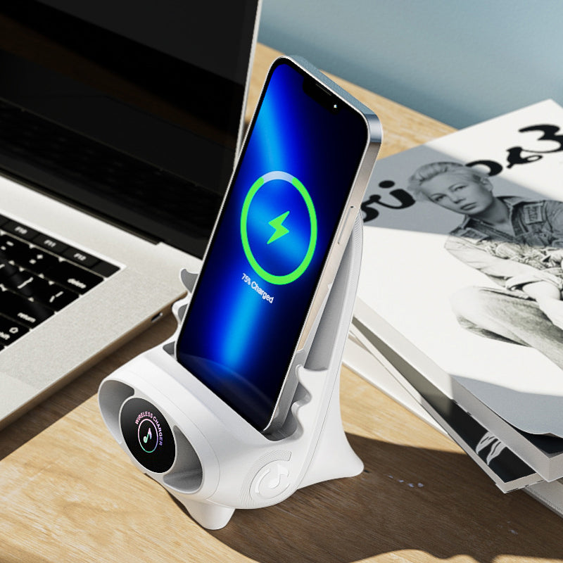 Wireless Phone Holder with 15W Fast Charging Function - FlexCharge Chair-White-The Livary