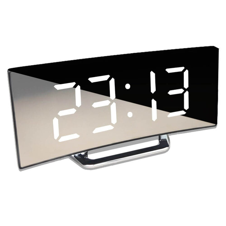 Curved LED Digital Alarm Clock with Modern Design - LumiCurve-White-The Livary