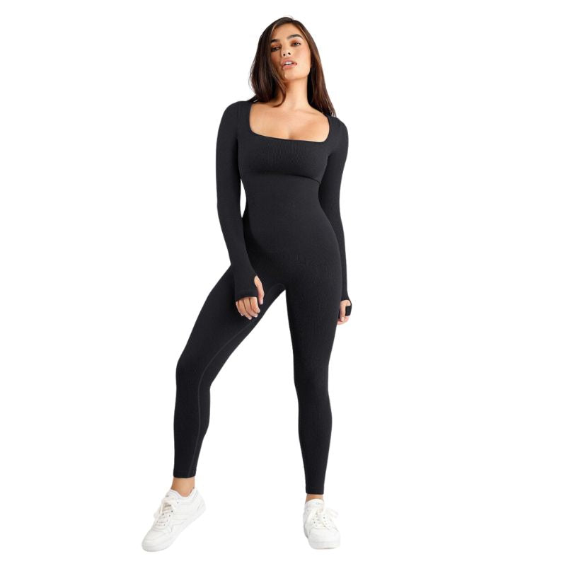 Sporty jumpsuit with square neckline – Mira-S-The Livary