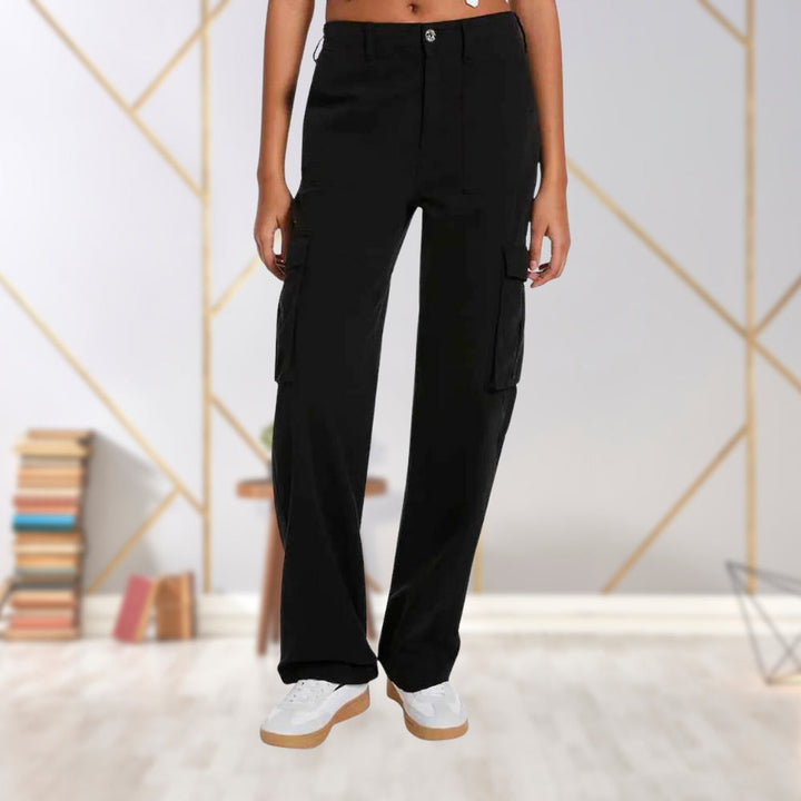 Slim-Fit Ladies Cargo Trousers - Maya-Black-S-The Livary