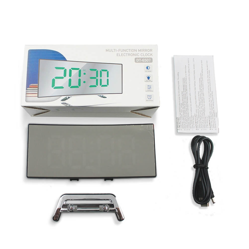 Curved LED Digital Alarm Clock with Modern Design - LumiCurve-Red-The Livary
