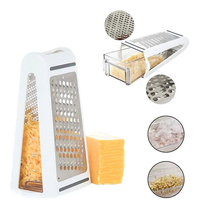 Double-sided kitchen grater with collection tray - GratoRasp-The Livary