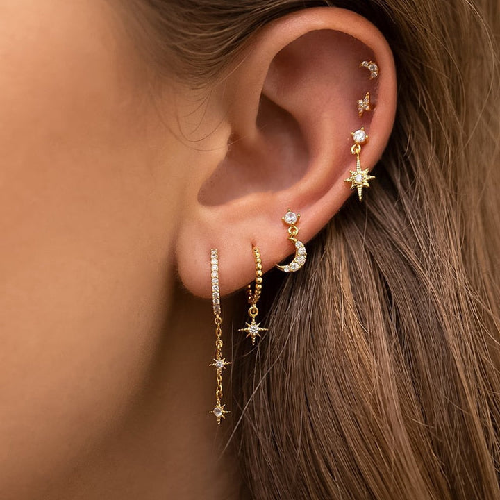 Enchanting Star Light Earrings - Astrid-Star Chain Earrings-The Livary