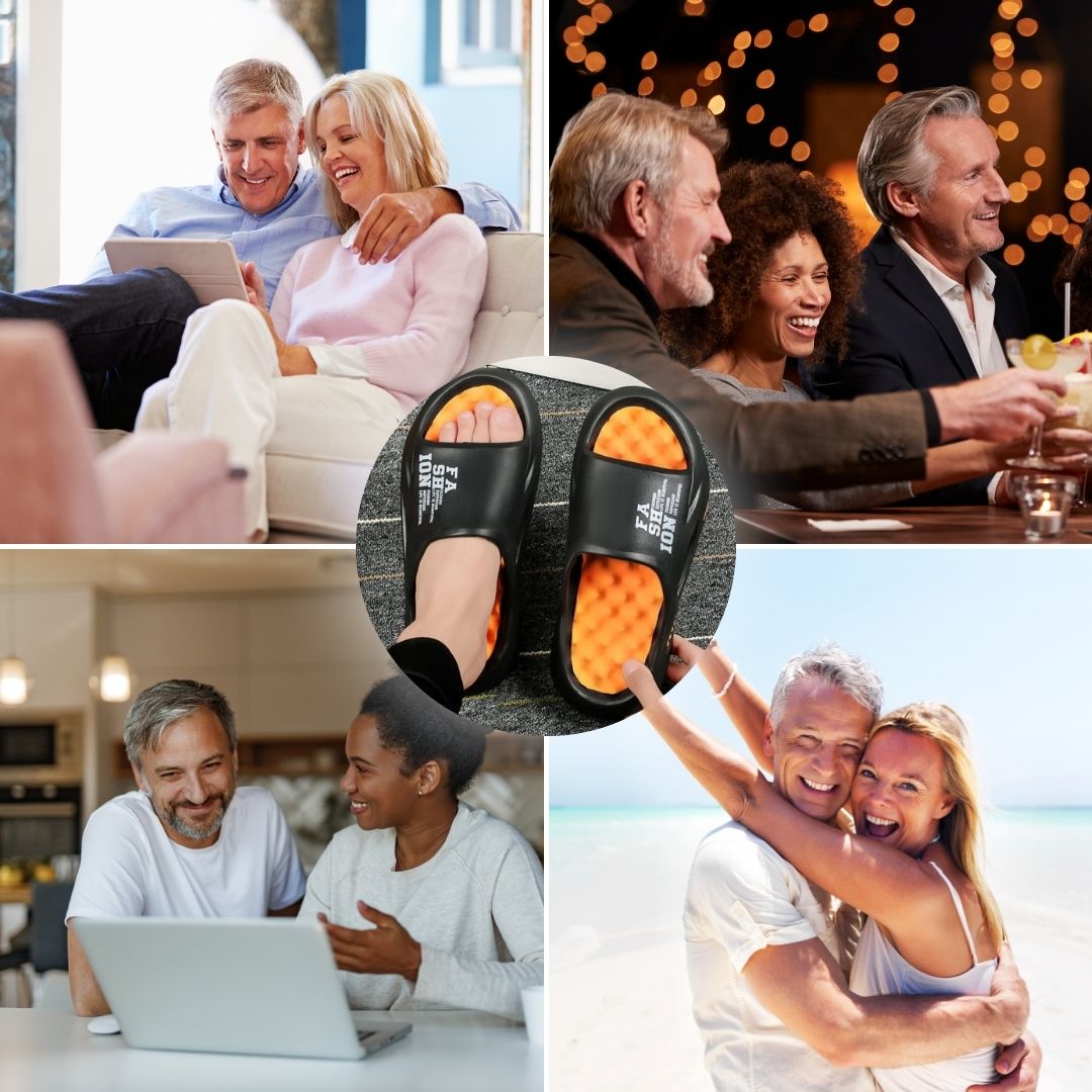 Orthopaedic massage slippers with nubs for ladies & gentlemen – Vitalis-Black-5-6-The Livary