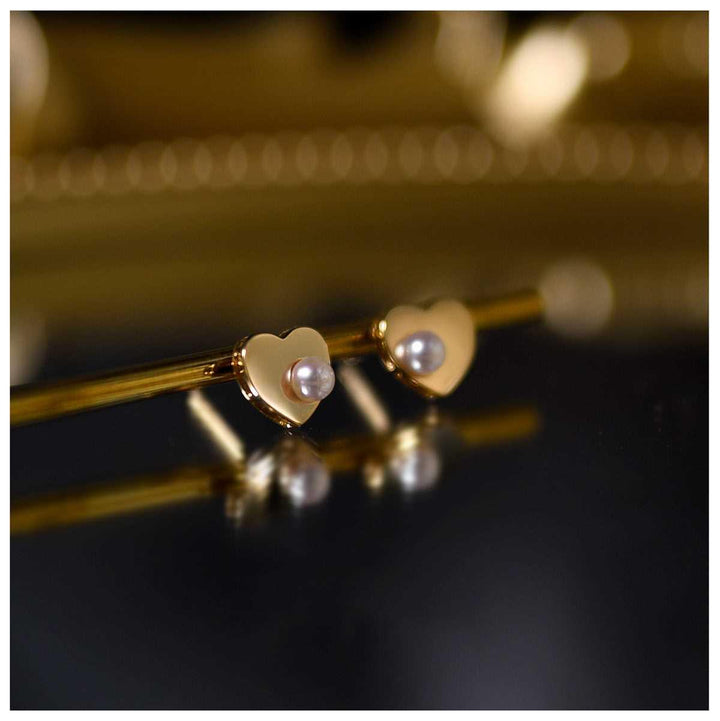 Heart Pearl Studs - Amelie-The Livary