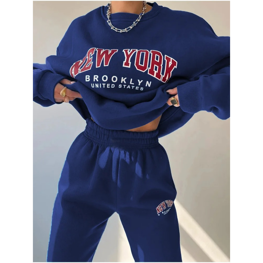 Ladies Tracksuit with Letter Print - Viva-Dark blue-S-The Livary